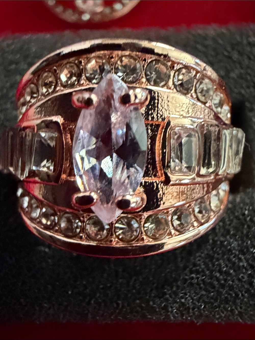 Clear Marquise Ring in Rose Gold Tone, SZ 10, (J296)